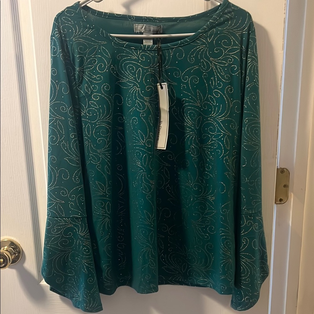 Made By Design Green Swirl Blouse